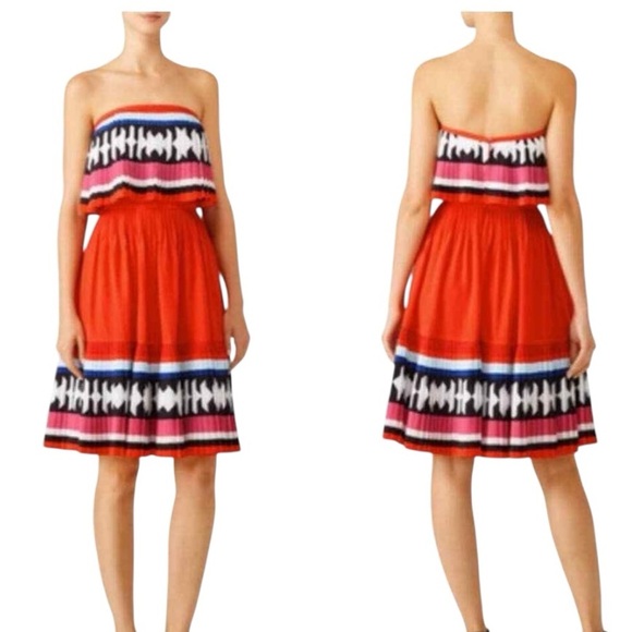 kate spade Dresses & Skirts - Kate Spade New York Geometric Print Pleated Strapless Dress. Size 4.